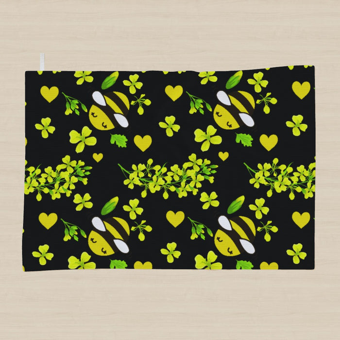 Tea Towel - Bees on Black - printonitshop