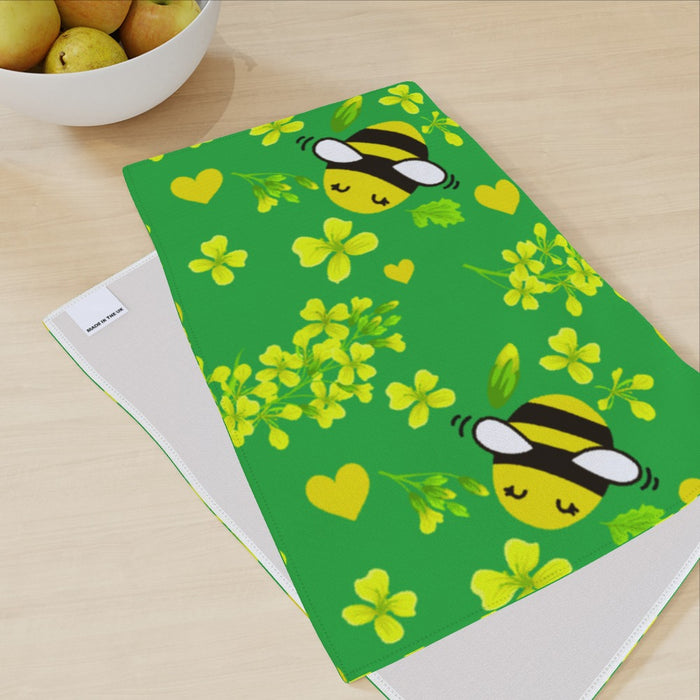 Tea Towel - Bees on Green - printonitshop