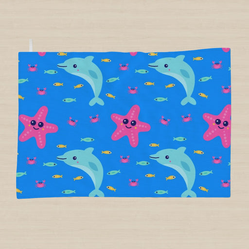 Tea Towel - Dolphin and Starfish Blue - printonitshop