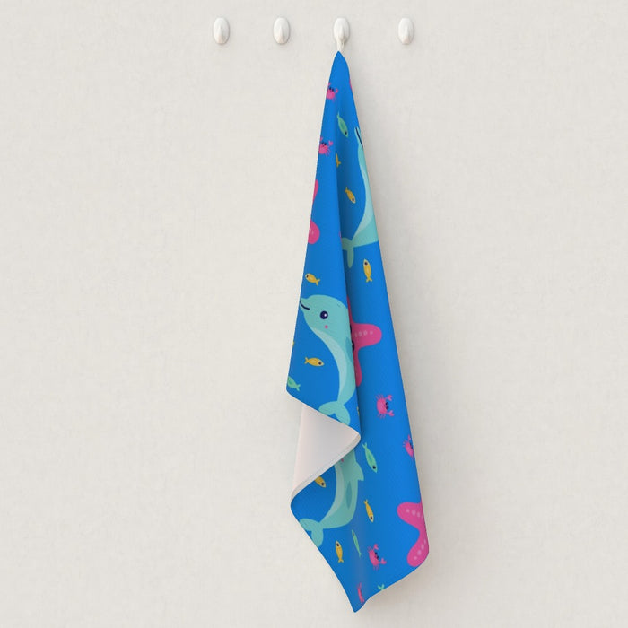 Tea Towel - Dolphin and Starfish Blue - printonitshop