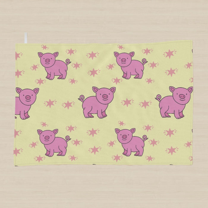 Tea Towel - Pigs on Yellow - printonitshop