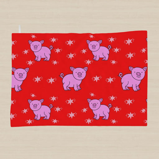 Tea Towel - Pigs on Red - printonitshop