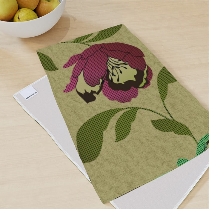 Tea Towel - Dot Work Flowers - printonitshop