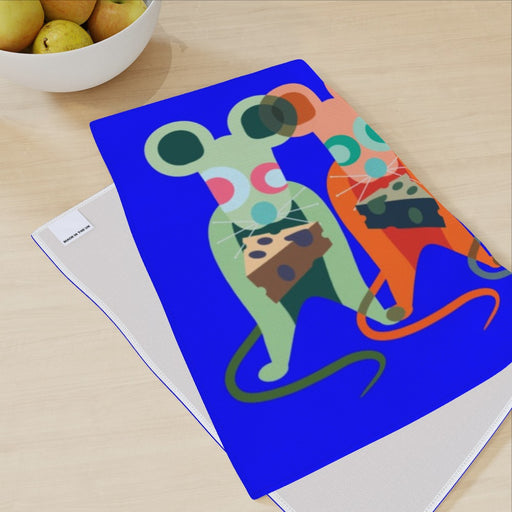 Tea Towel - Mice on Blue - printonitshop