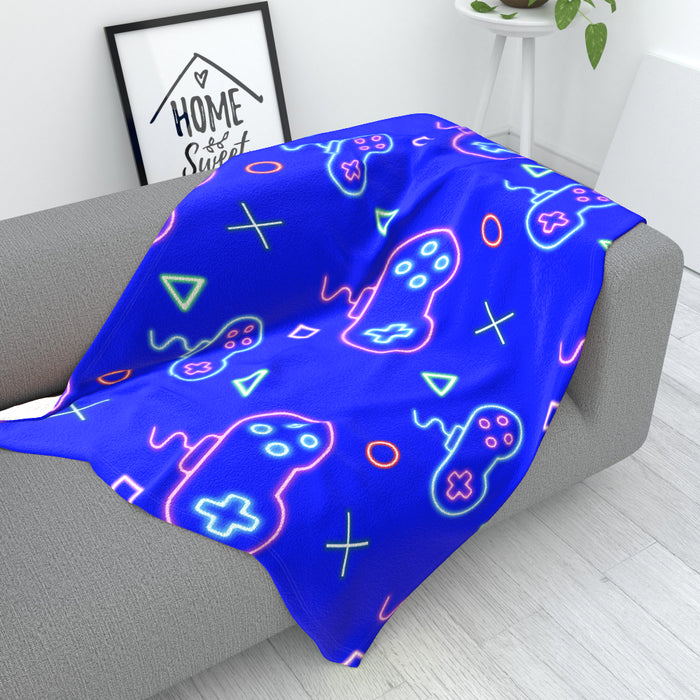 Blanket - Gaming Neon Blue - printonitshop