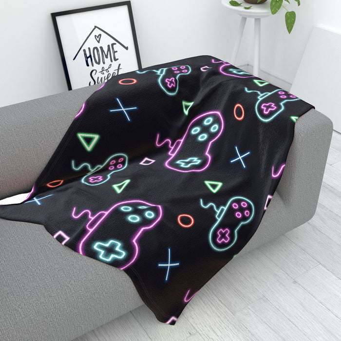 Blanket - Gaming Neon Black/Blue - printonitshop