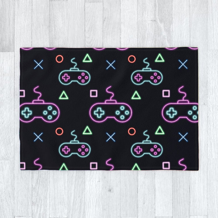 Blanket - Gaming Neon Black/Blue - printonitshop