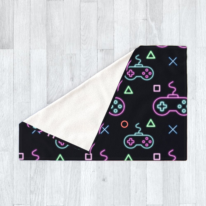 Blanket - Gaming Neon Black/Blue - printonitshop