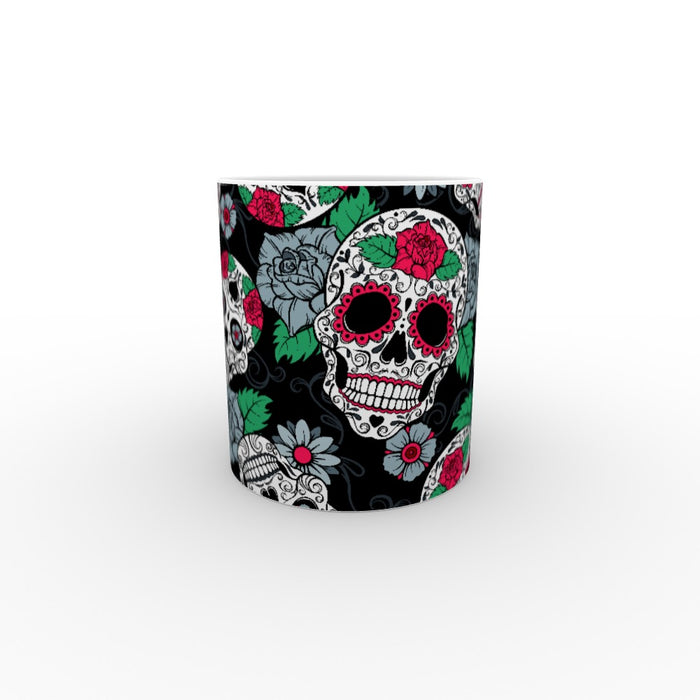 11oz Ceramic Mug - Skulls and Roses - printonitshop