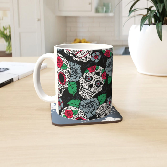 11oz Ceramic Mug - Skulls and Roses - printonitshop