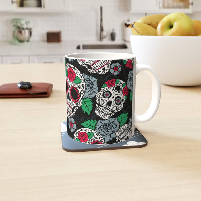 11oz Ceramic Mug - Skulls and Roses - printonitshop