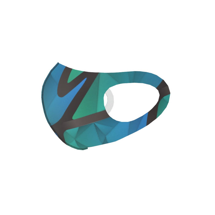 Ear Loop Mask - Abstract Waves Blue / Green - printonitshop