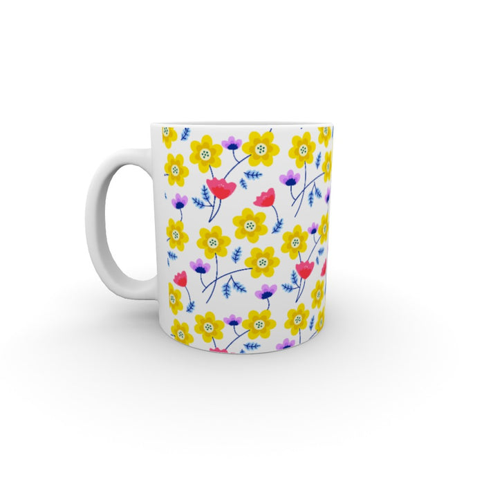 11oz Ceramic Mug - Yellow Flowers - printonitshop