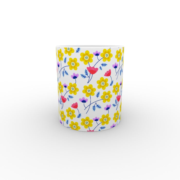 11oz Ceramic Mug - Yellow Flowers - printonitshop