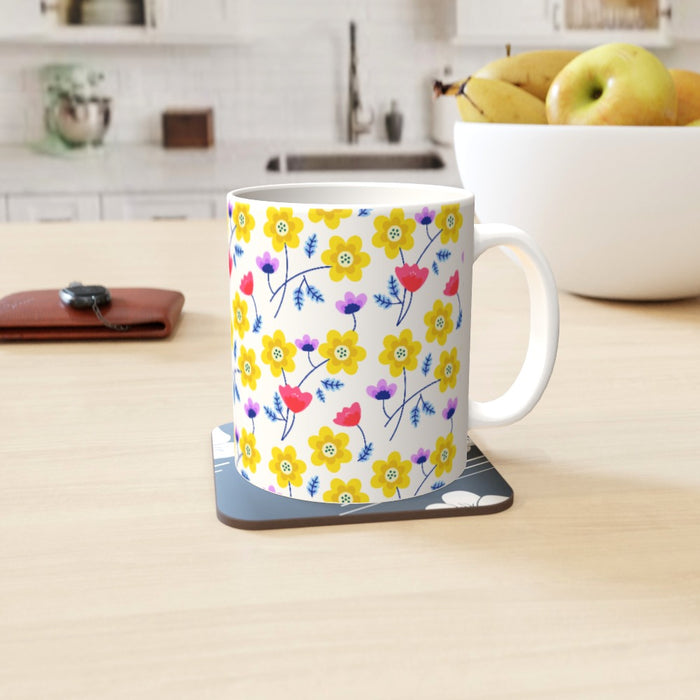 11oz Ceramic Mug - Flowers Yellow - printonitshop