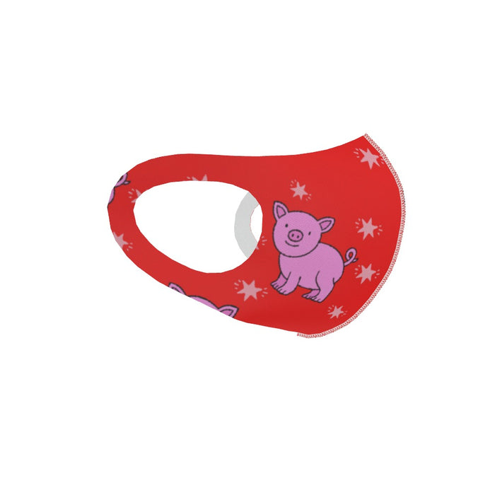 Ear Loop Mask - Pigs on Red - printonitshop