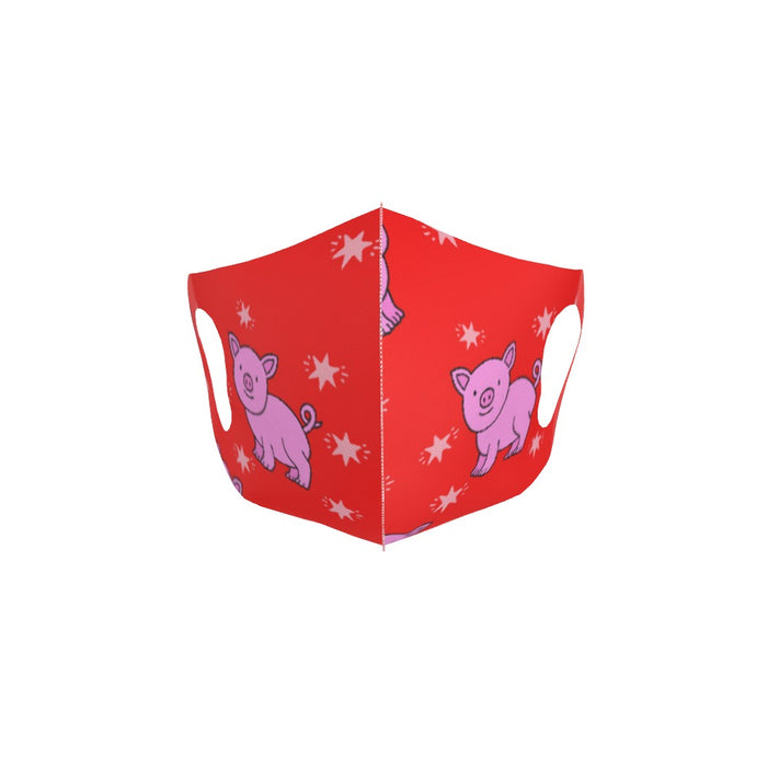 Ear Loop Mask - Pigs on Red - printonitshop