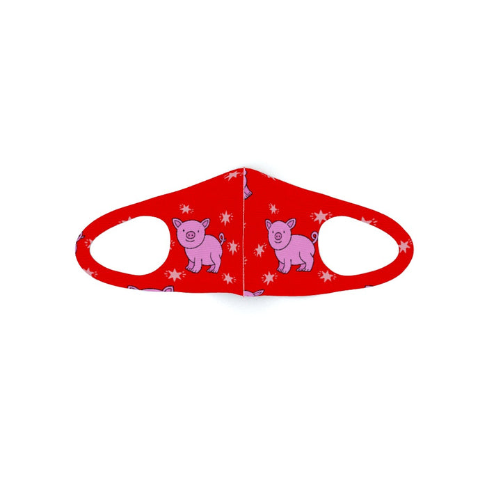 Ear Loop Mask - Pigs on Red - printonitshop