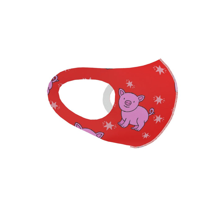 Ear Loop Mask - Pigs on Red - printonitshop