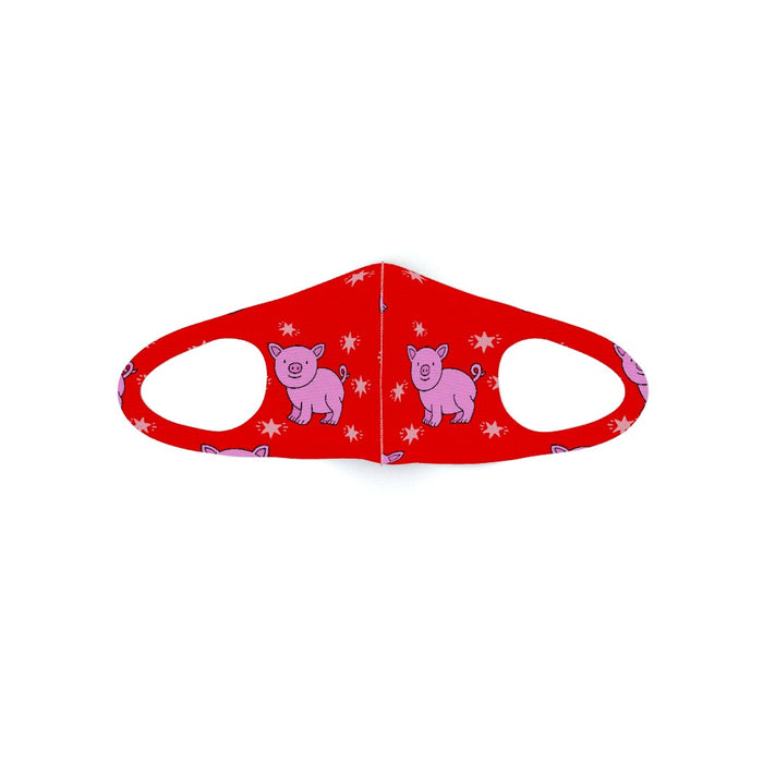 Ear Loop Mask - Pigs on Red - printonitshop