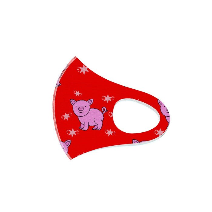 Ear Loop Mask - Pigs on Red - printonitshop