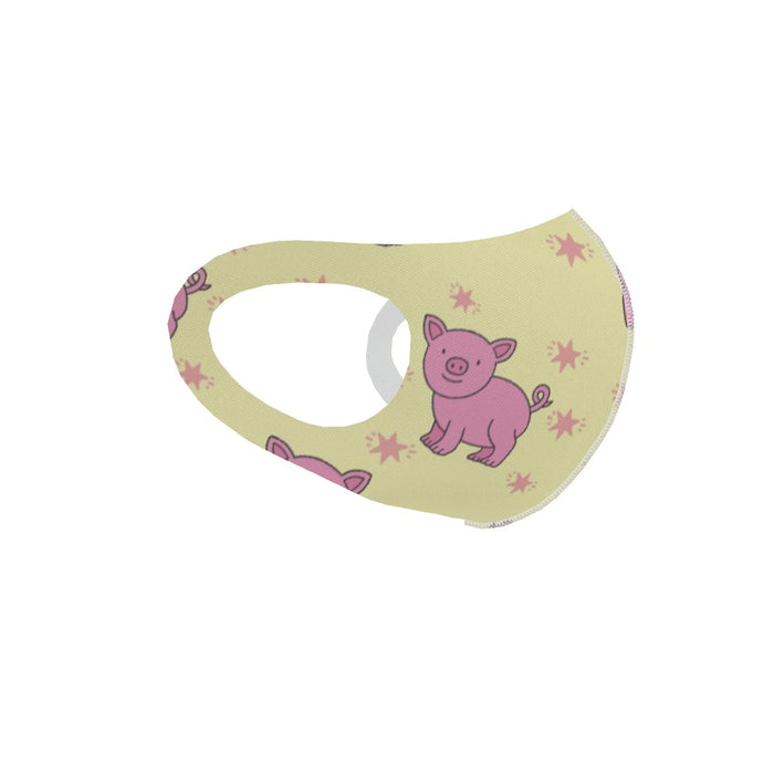 Ear Loop Mask - Pigs on Yellow - printonitshop