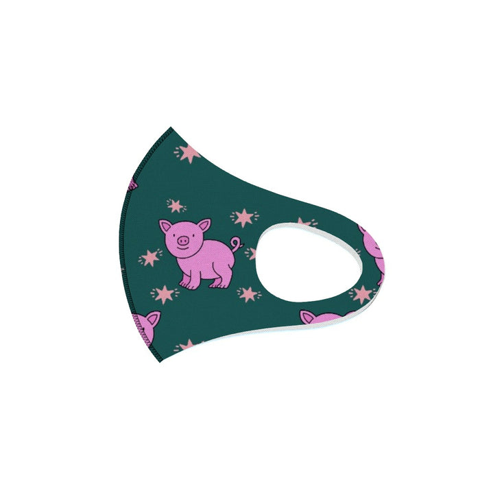 Ear Loop Mask - Pigs on Green - printonitshop