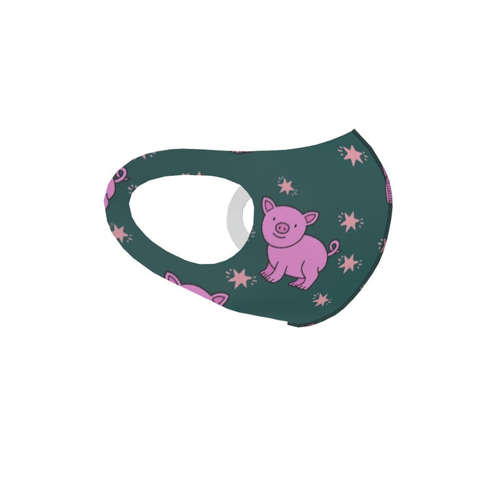 Ear Loop Mask - Pigs on Green - printonitshop