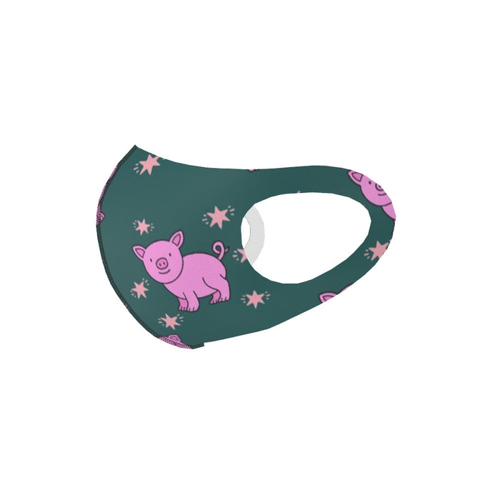 Ear Loop Mask - Pigs on Green - printonitshop