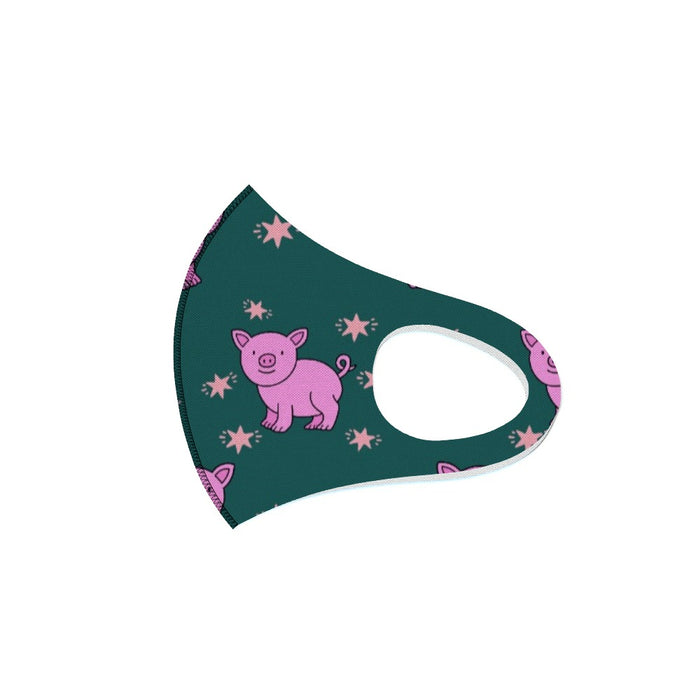 Ear Loop Mask - Pigs on Green - printonitshop