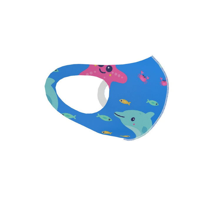 Ear Loop Mask - Dolphin and Starfish on Blue - printonitshop