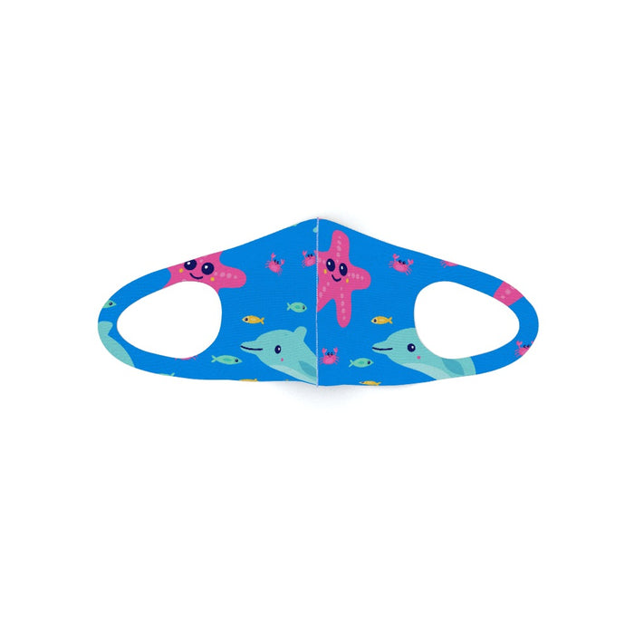 Ear Loop Mask - Dolphin and Starfish on Blue - printonitshop