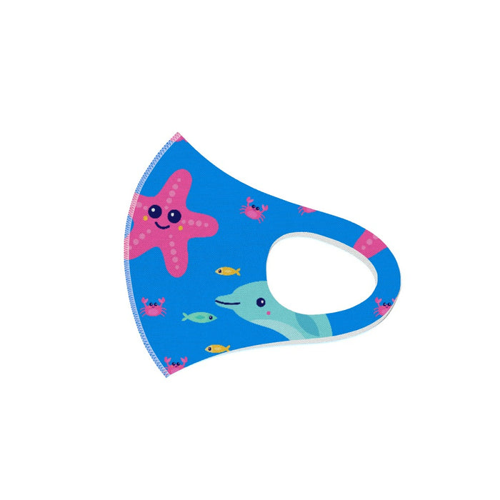 Ear Loop Mask - Dolphin and Starfish on Blue - printonitshop