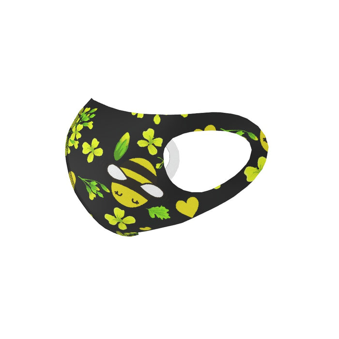 Ear Loop Mask - Bees on Black - printonitshop