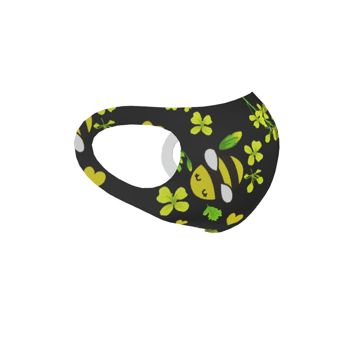 Ear Loop Mask - Bees on Black - printonitshop