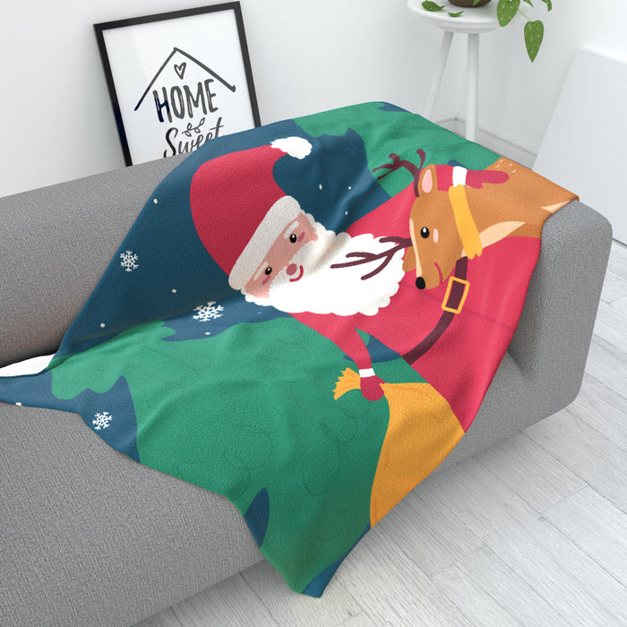 Blanket - Santa and the Reindeer - printonitshop