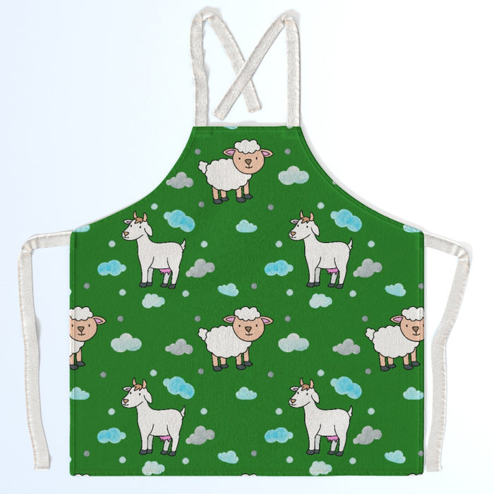 Apron - Goats and Sheep on Green - printonitshop