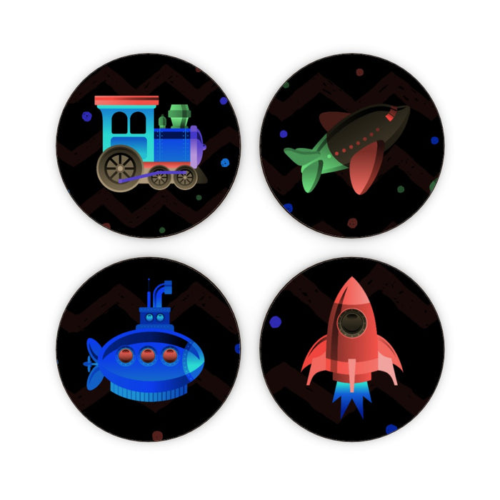 Coasters - Plane.Train.Sub and Rocket (mixed Set) - printonitshop