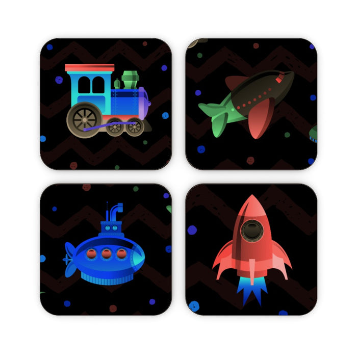 Coasters - Plane.Train.Sub and Rocket (mixed Set) - printonitshop