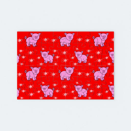 Jigsaw - Pigs on Red - printonitshop