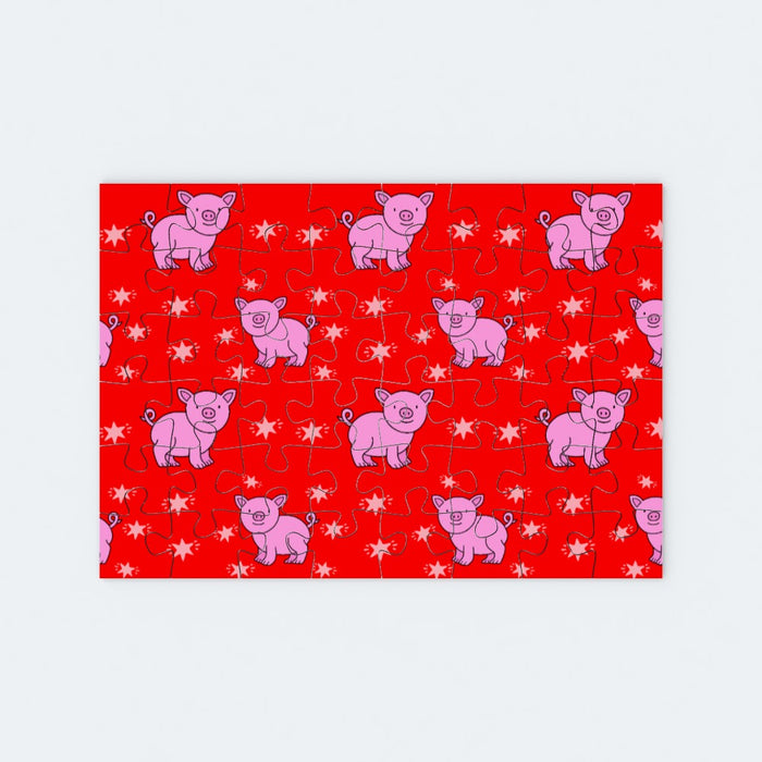 Jigsaw - Pigs on Red - printonitshop