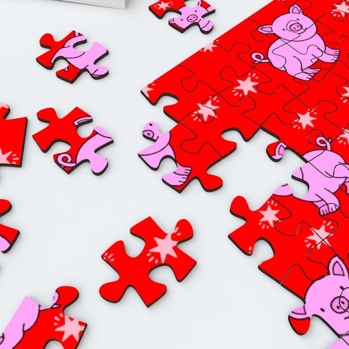 Jigsaw - Pigs on Red - printonitshop