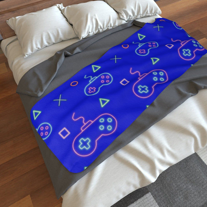 Blanket Scarf - Gaming Neon Blue - printonitshop