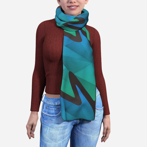 Blanket Scarf - Abstract Wave Blue/Green - printonitshop