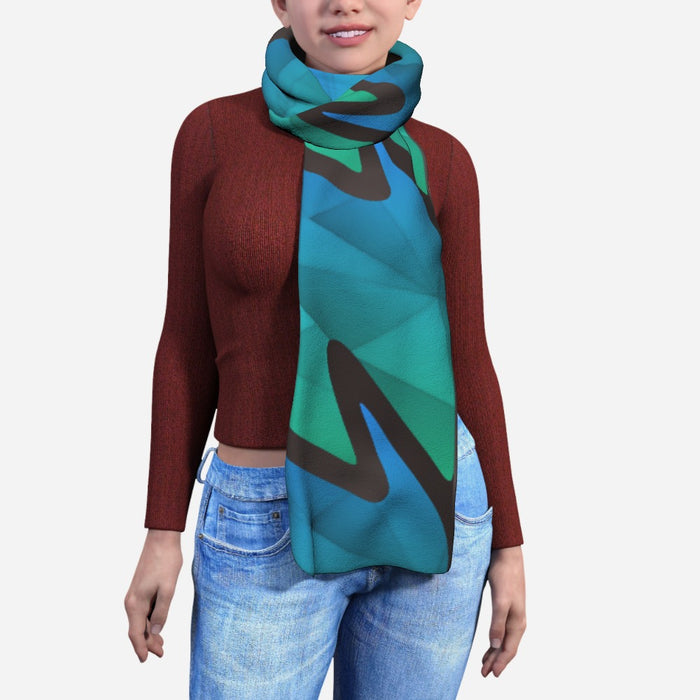 Blanket Scarf - Abstract Wave Blue/Green - printonitshop