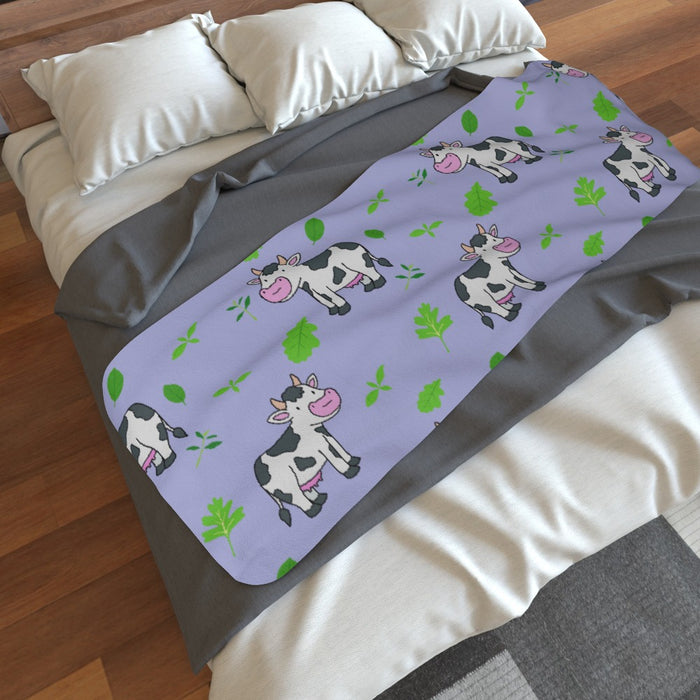 Blanket Scarf - Cows on Violet - printonitshop