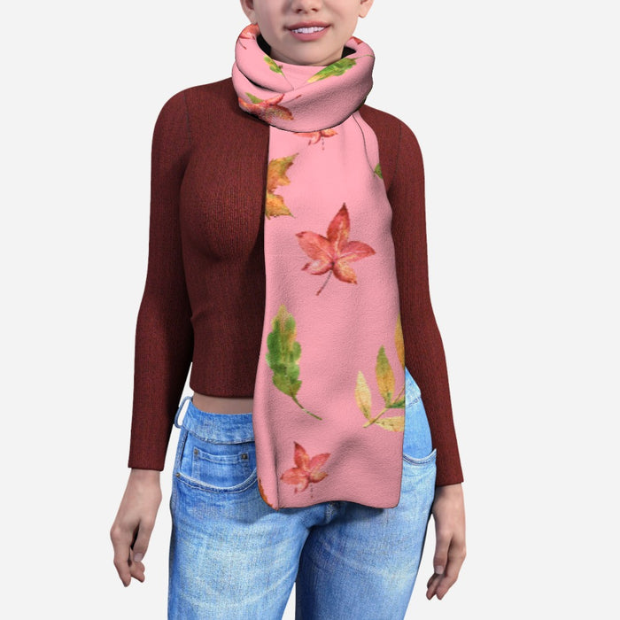 Blanket Scarf - Autumn Leaves Pink - printonitshop