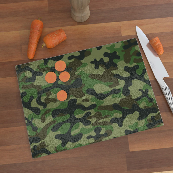 Glass Chopping Boards - Camo Green - printonitshop