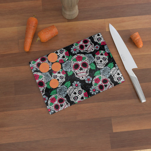 Glass Chopping Boards - Skulls and Roses - printonitshop