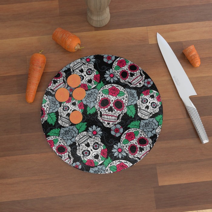 Glass Chopping Boards - Skulls and Roses - printonitshop